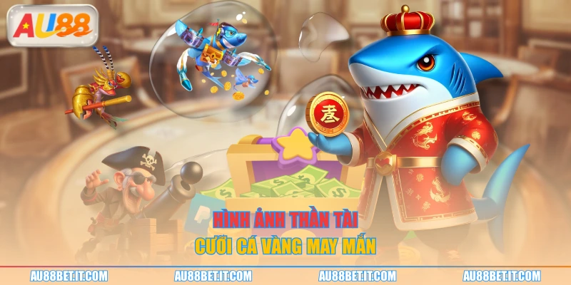 Hình ảnh thần tài cưỡi cá vàng may mắn